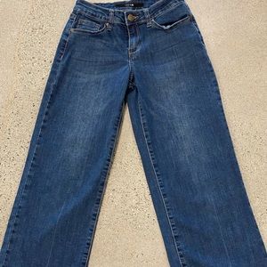 Joe’s Jeans Wide legged ripped edge Jeans.